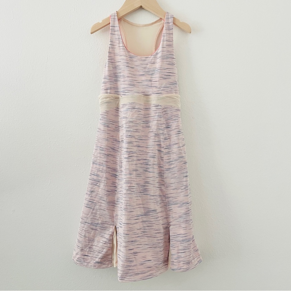 Ivivva by Lululemon White Pink Purple Space Dye Mesh Racerback Tennis Dress